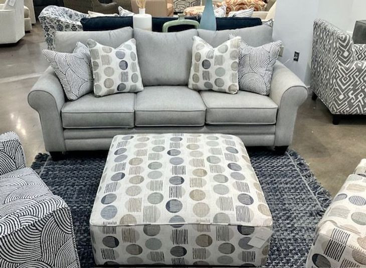 Amos Pebble Gray 87" Sleeper Sofa with Throw Pillows