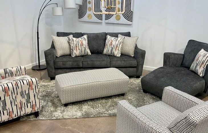 Amos Dusk Gray 88" Sofa with Throw Pillows