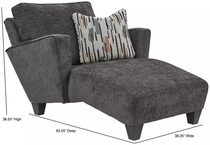 Wowza Dusk Gray 63" Chaise with Pillow