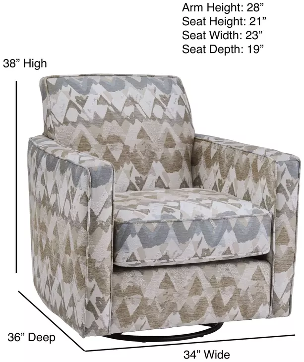 Amos Sand Beige and Brown Upholstered Swivel Glider Accent Chair