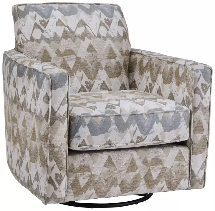 Amos Sand Beige and Brown Upholstered Swivel Glider Accent Chair