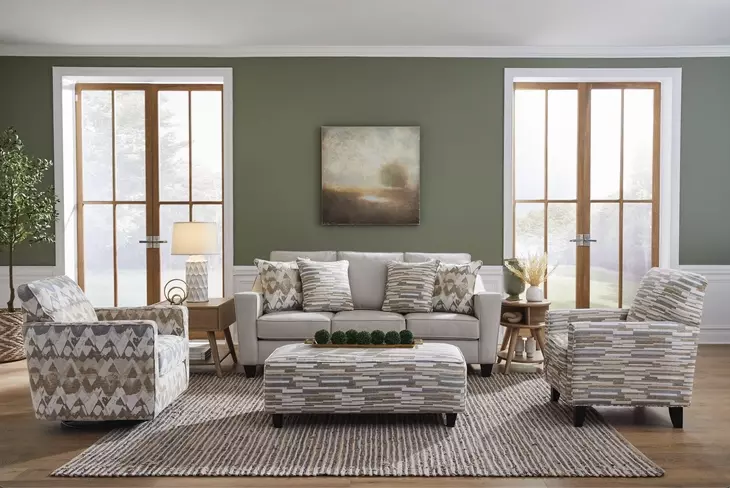 Amos Sand Beige and Brown Upholstered Accent Chair