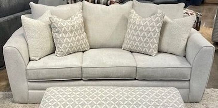 Wowza Sand Off White 88" Sofa with Throw Pillows