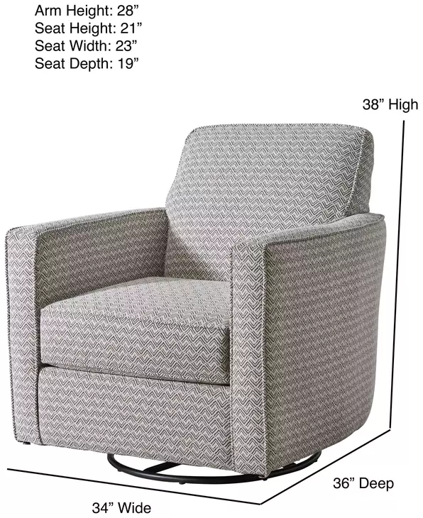 Amos Dusk Gray and White Upholstered Swivel Glider Accent Chair
