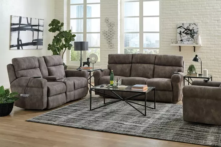 Tranquility Pewter Lay Flat Power Reclining Living Room Set