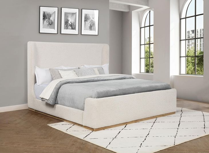 Nala Cream Upholstered King Sleigh Bed