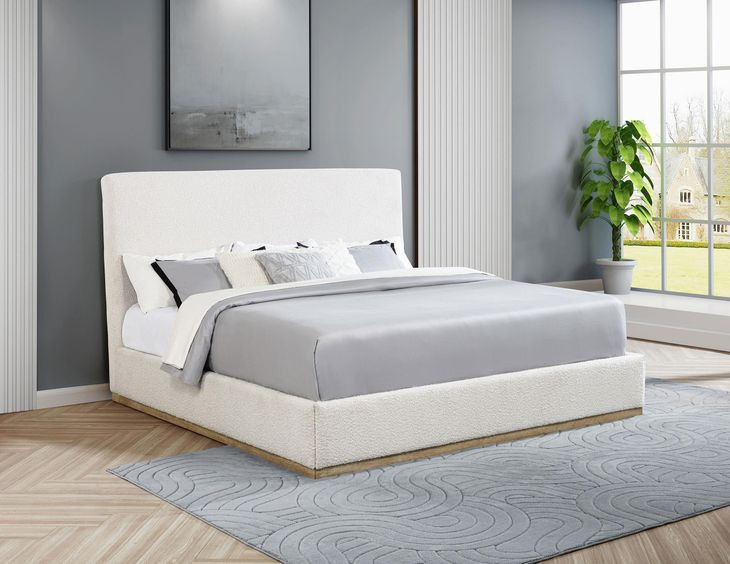 Knox Cream Upholstered King Platform Bed