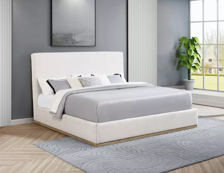 Knox Cream Upholstered King Platform Bed