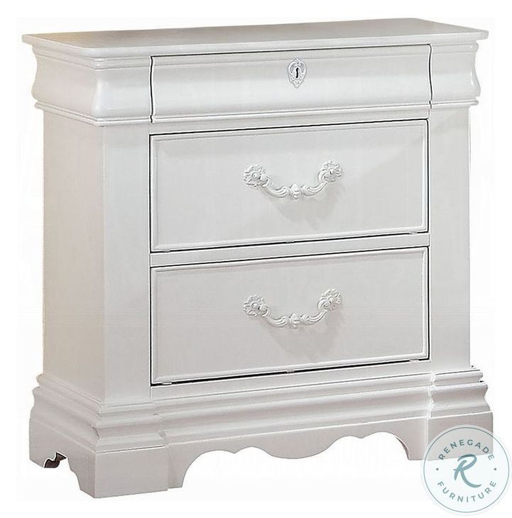 Estrella White 3 Drawer Nightstand