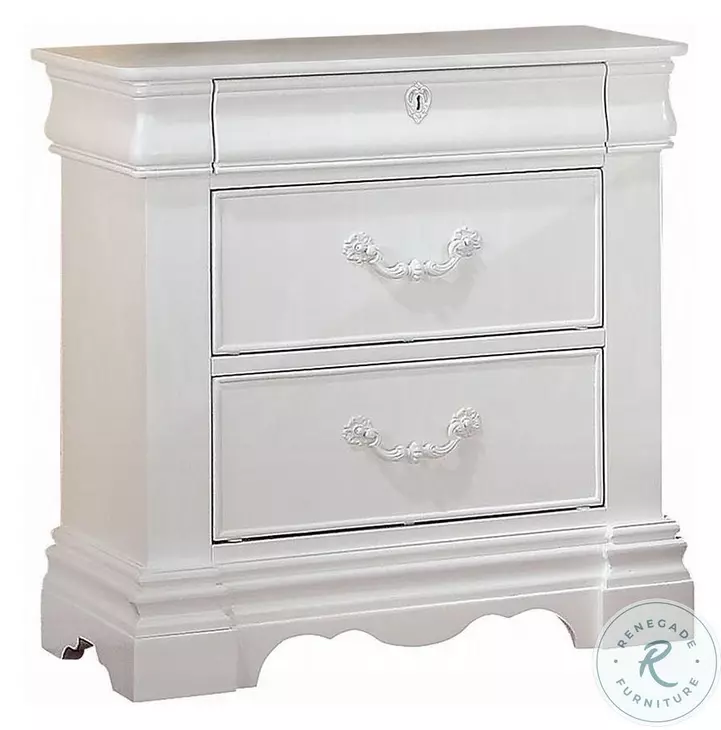 Estrella White 3 Drawer Nightstand