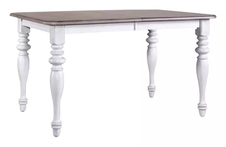 Ocean Isle Antique White and Weathered Pine Upholstered 5 Piece Extendable Rectangular Dining Set