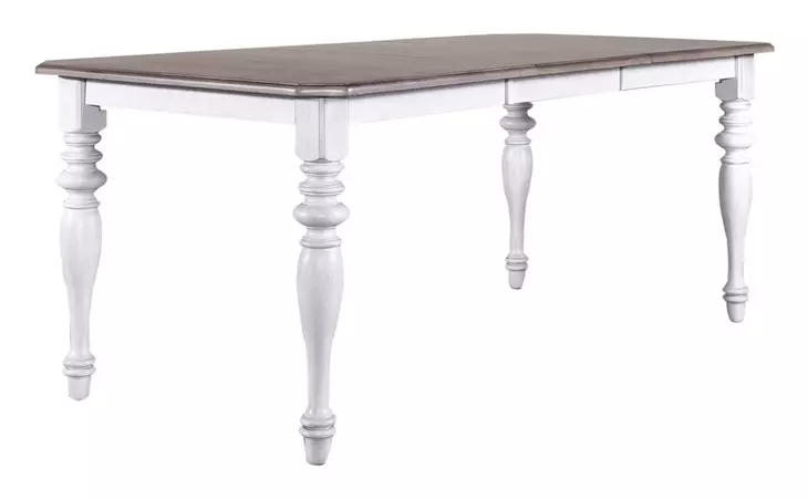Ocean Isle Antique White and Weathered Pine Upholstered 6 Piece Extendable Rectangular Dining Set