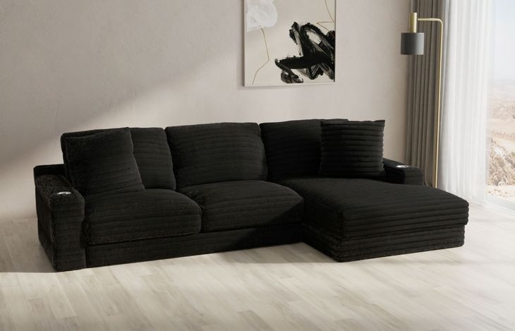Comfrey Black 2 Piece Modular RAF Chaise Sectional
