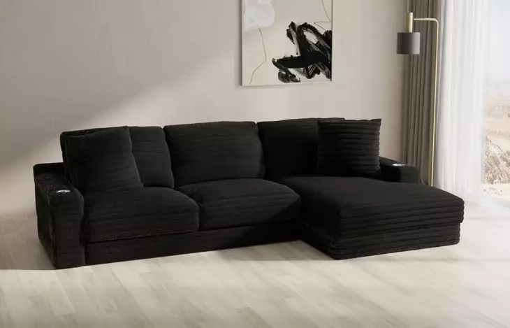 Comfrey Black 2 Piece Modular RAF Chaise Sectional