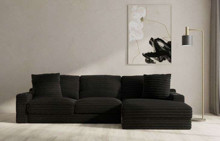 Comfrey Black 2 Piece Modular RAF Chaise Sectional