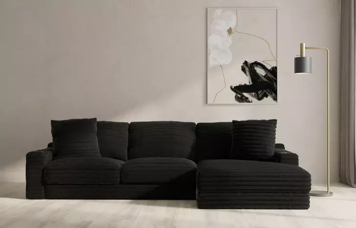 Comfrey Black 2 Piece Modular RAF Chaise Sectional