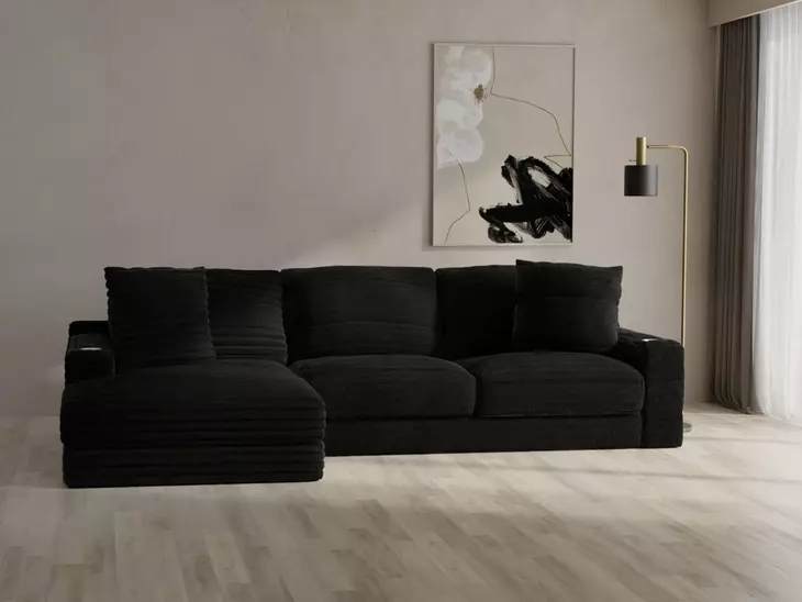 Comfrey Black 2 Piece Modular LAF Chaise Sectional