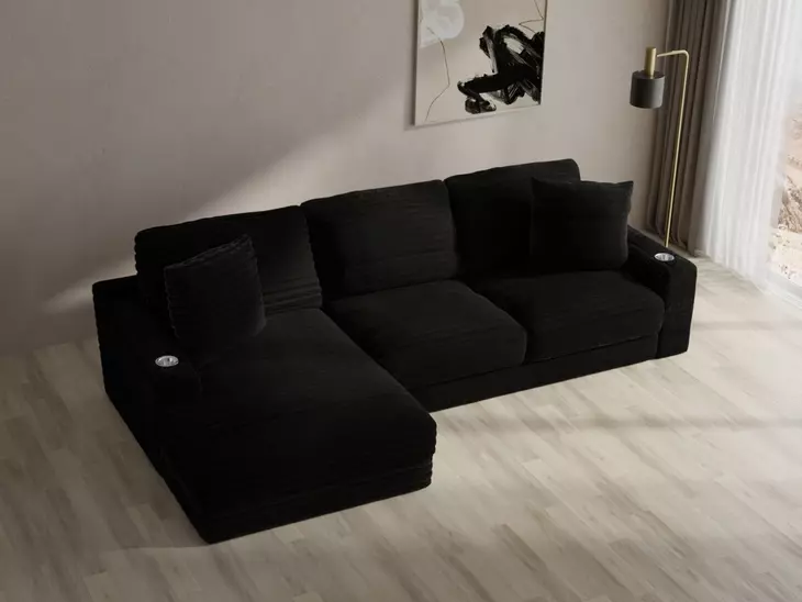 Comfrey Black 2 Piece Modular LAF Chaise Sectional