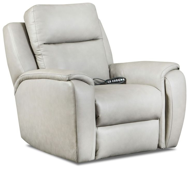 Drake Light Gray Leather Zero Gravity Power Recliner