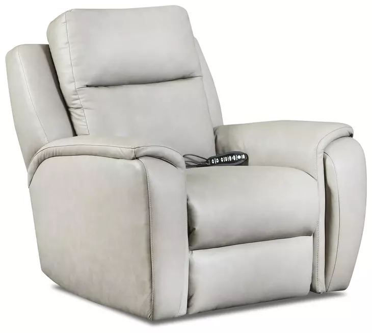 Drake Light Gray Leather Zero Gravity Power Recliner with Massage and USB Charging