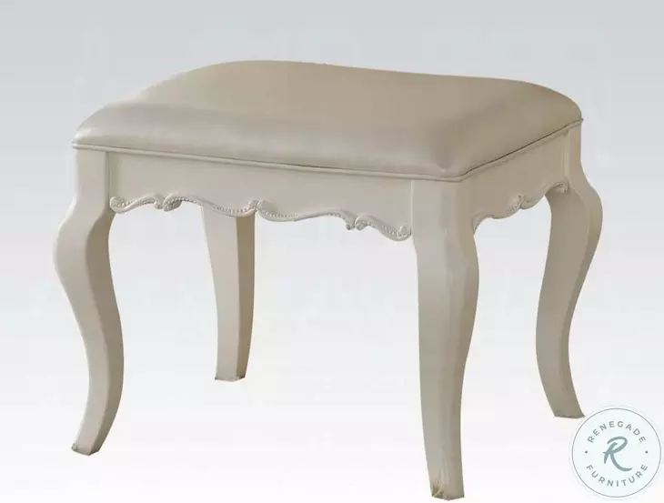 Edalene Pearl White Vanity Stool