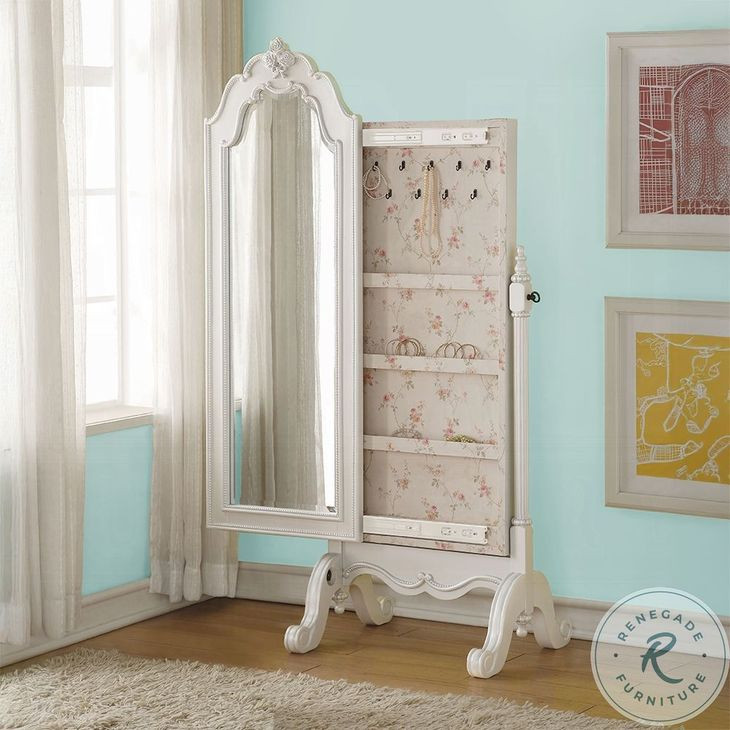 Edalene Pearl White 1 Door Jewelry Armoire