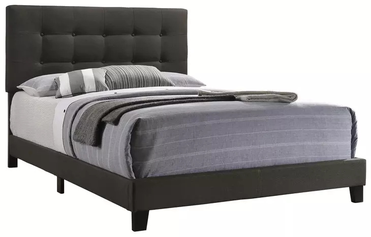 Mapes Charcoal Upholstered King Panel Bed