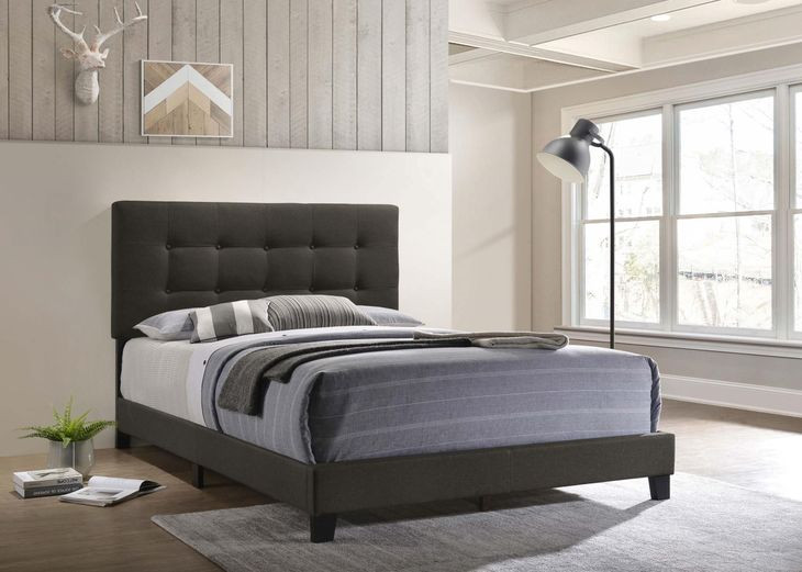 Mapes Charcoal Upholstered Queen Panel Bed
