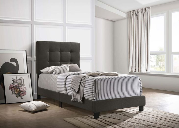 Mapes Charcoal Upholstered Twin Panel Bed