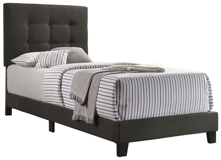 Mapes Charcoal Upholstered Twin Panel Bed
