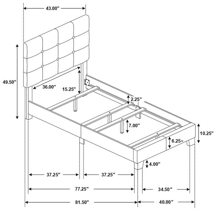 Mapes Charcoal Upholstered Twin Panel Bed