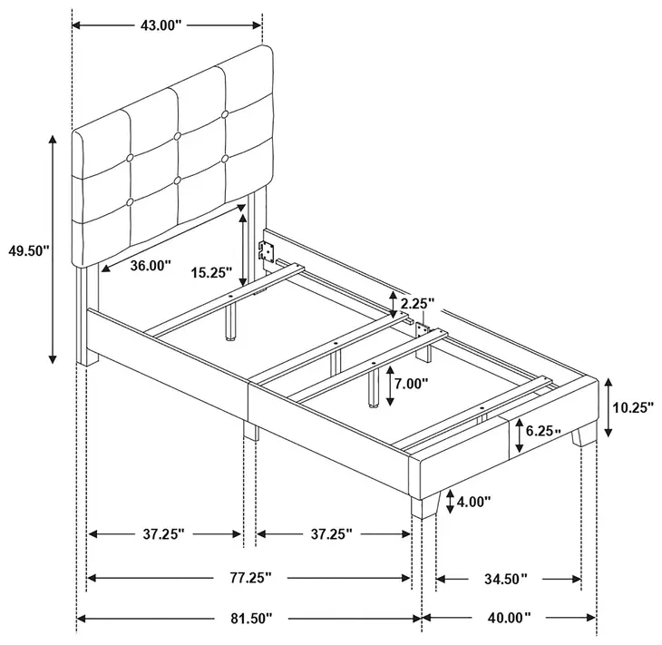 Mapes Charcoal Upholstered Twin Panel Bed