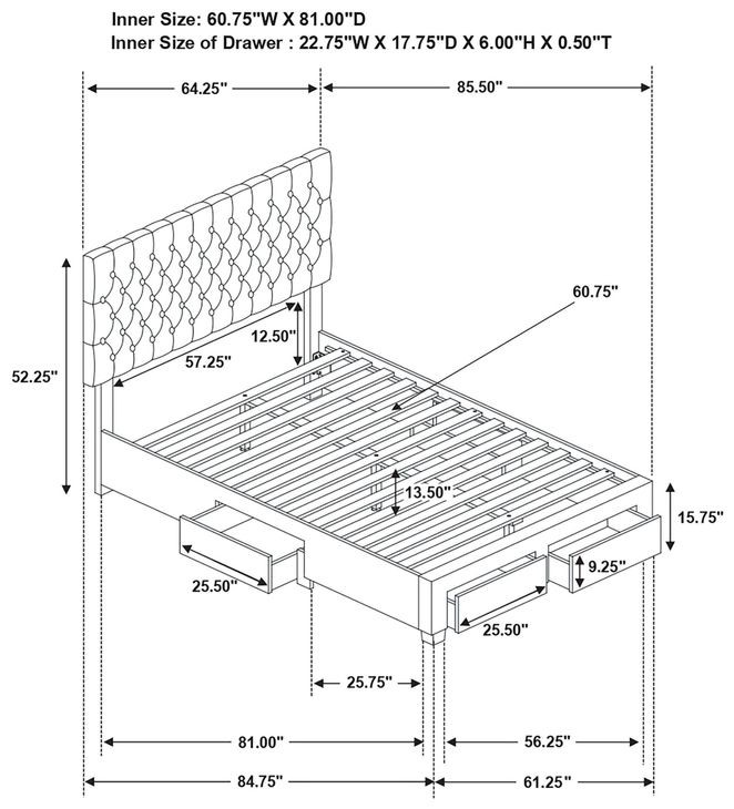 Soledad Gray Upholstered Queen Storage Platform Bed