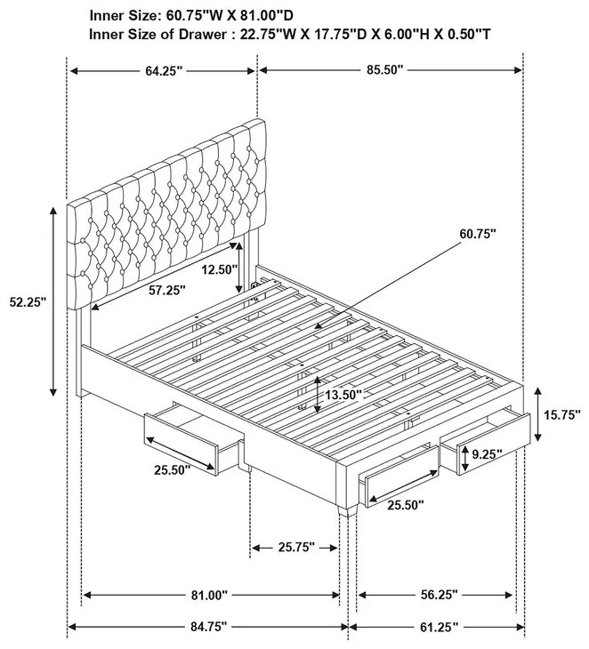 Soledad Gray Upholstered Queen Storage Platform Bed