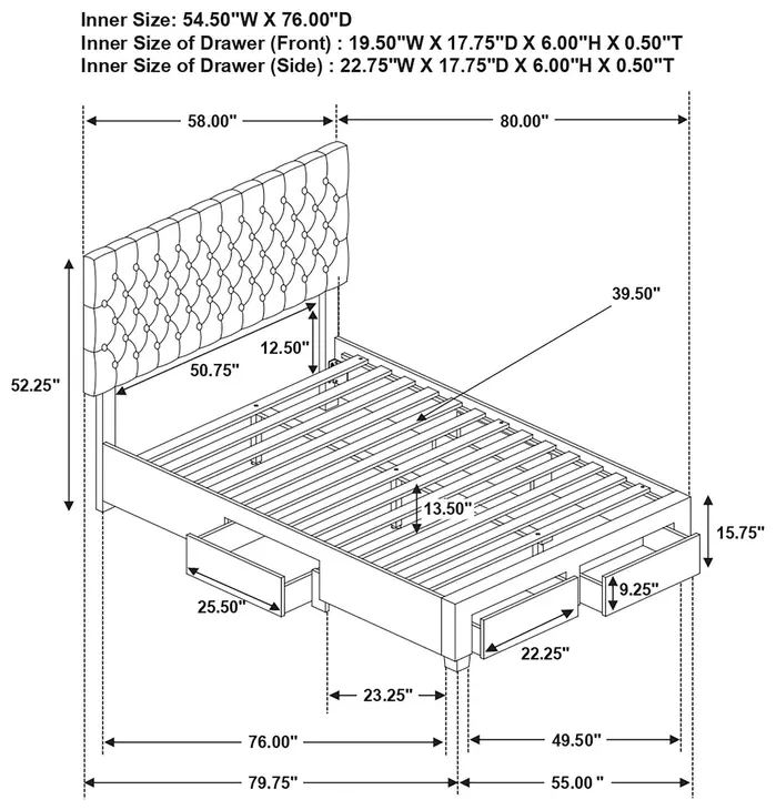 Soledad Light Gray Upholstered Full Storage Platform Bed