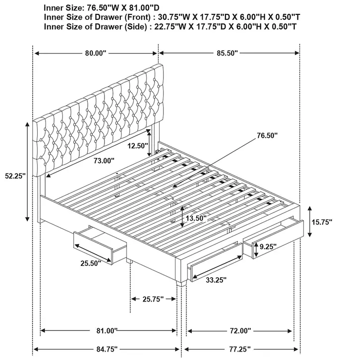 Soledad Light Gray Upholstered King Storage Platform Bed