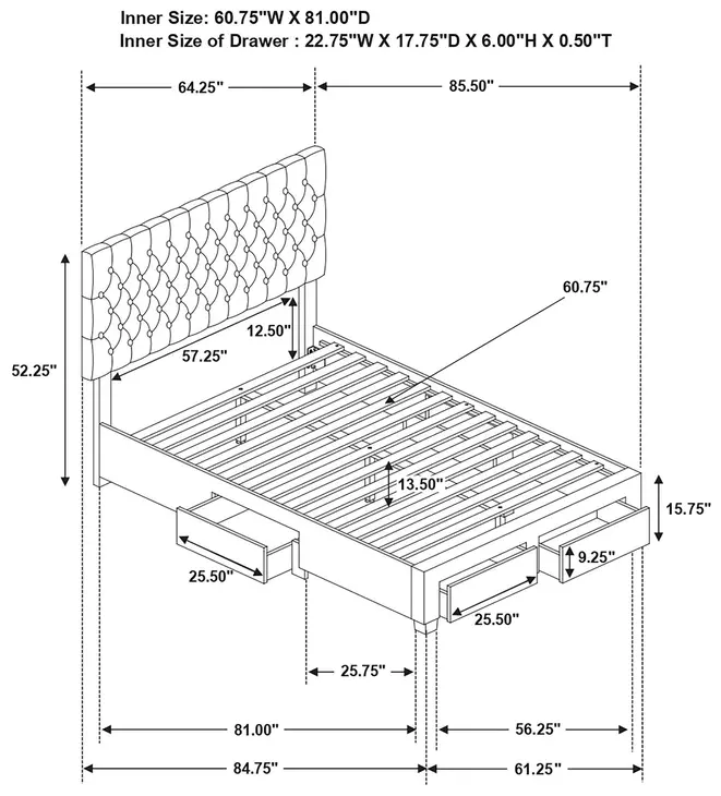 Soledad Light Gray Upholstered Queen Storage Platform Bed