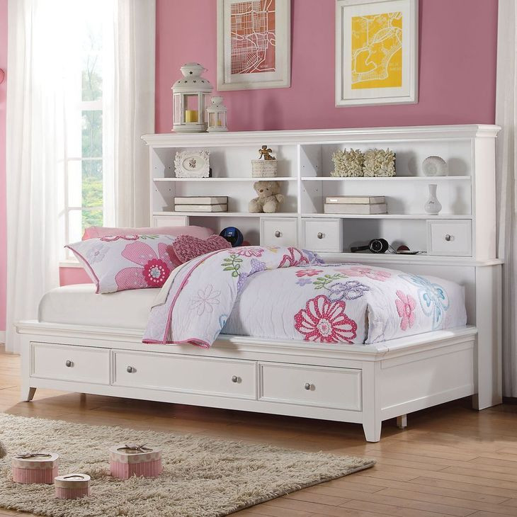 Lacey White Full Storage Daybed