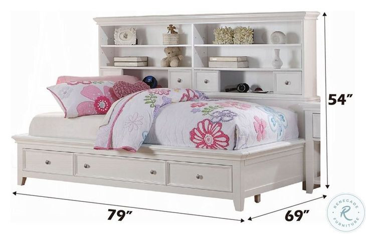 Lacey White Full Storage Daybed