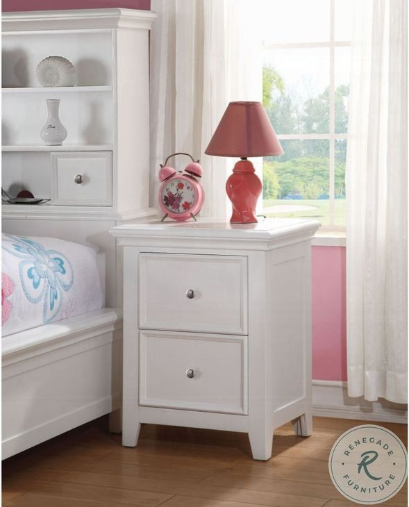 Lacey White 2 Drawer Nightstand