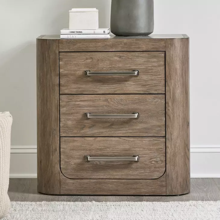 Bendfield Burnished Clay 3 Drawer Nightstand with USB Charging