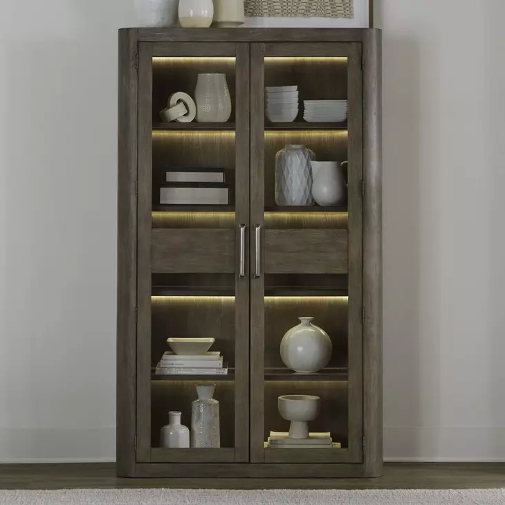 South Bend Burnished Clay 2 Door Bunching Display Cabinet with LED