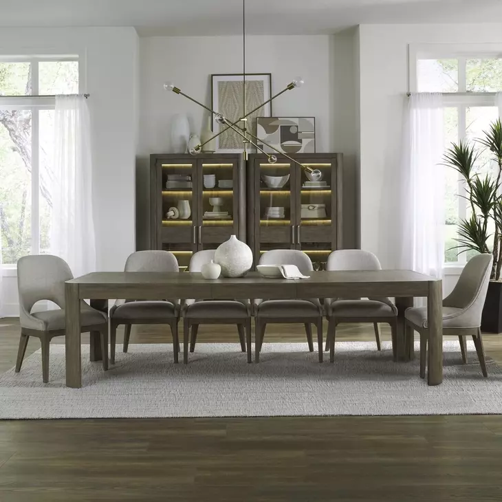 South Bend Burnished Clay and Textured Gravel Upholstered 7 Piece Extendable Rectangular Dining Set