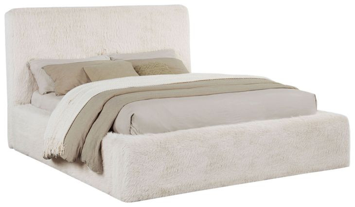 Rebecca Cream California King Upholstered Panel Bed