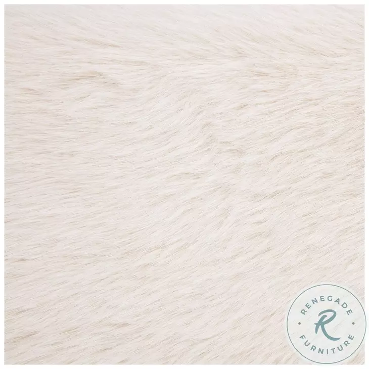 Rebecca Cream Faux Fur Queen Upholstered Panel Bed