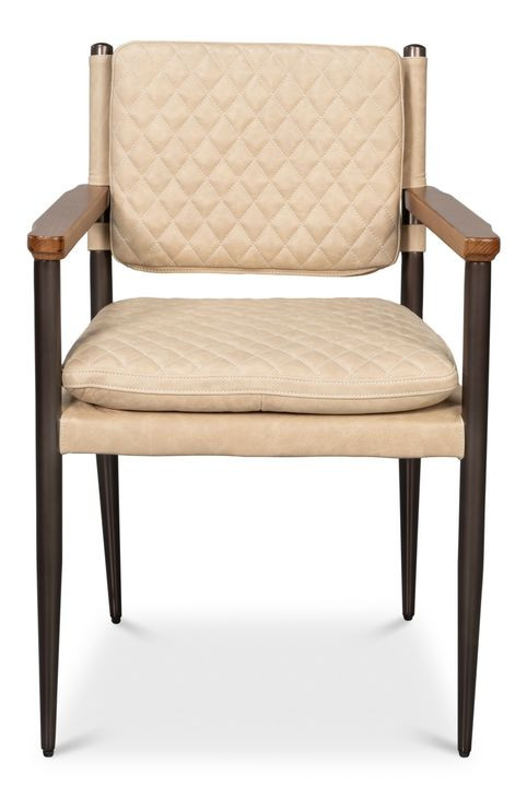 The Harley Cappuccino White Leather Upholstered Accent Chair