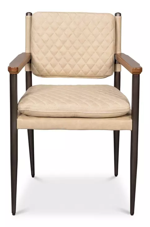 The Harley Cappuccino White Leather Upholstered Accent Chair