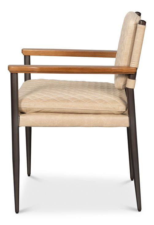 The Harley Cappuccino White Leather Upholstered Accent Chair