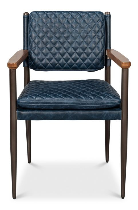 The Harley Chateau Blue Leather Upholstered Accent Chair
