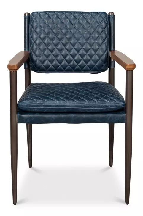 The Harley Chateau Blue Leather Upholstered Accent Chair